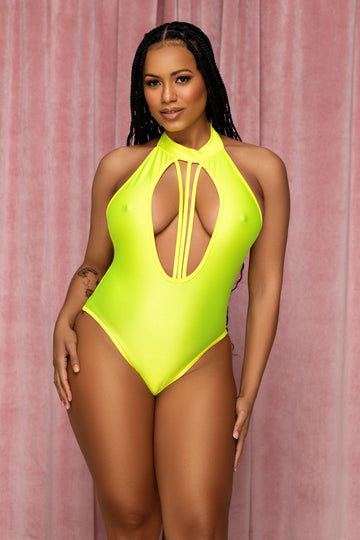 Neon Yellow Heart String Bodysuit